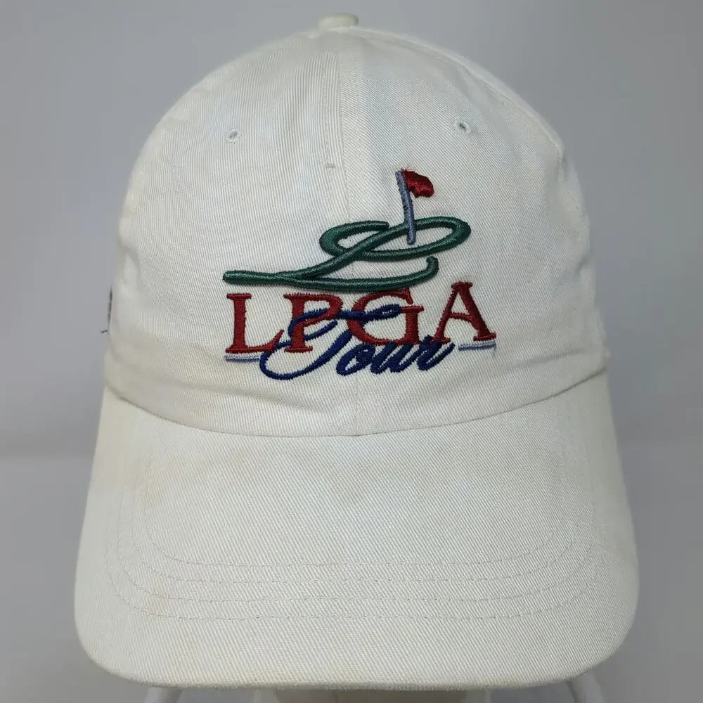 Ahead LPGA Tour Baseball Cap White One Size Golf Embroidery Slideback Strap Hat